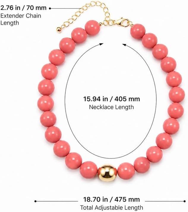 Colorful Beaded Necklace for Women Statement Acrylic Bead Necklace Trendy Summer Jewelry Bold Fashion Accessory Vibrant Chunky Necklace Gift for Women image 4