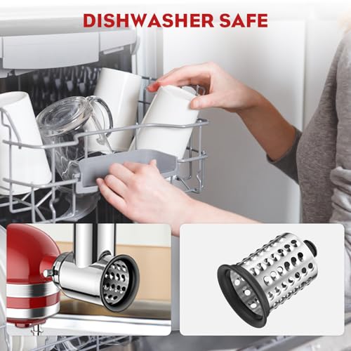 Stainless Steel Slicer Shredder Attachment for Kitchenaid Stnad Mixer, Cheese Grater Attachment for KitchenAid - 4 Blades Salad Maker with Grinding Powder Function by FGREEBLE