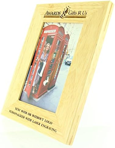 SHOP AWARDS AND GIFTS Wooden Picture Frame for Family Photo, Wedding, Birthday, Anniversary, Alderwood, Holds 4 x 6 Inch Photograph, 6-1/2 x 8-1/2 Inch, Personalized