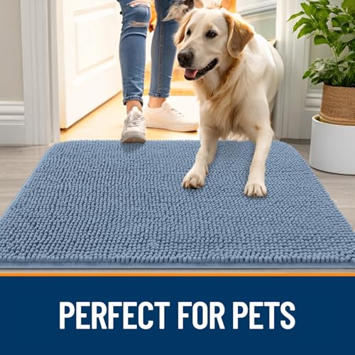 OLANLY Dog Door Mat for Muddy Paws 24x16, Absorbs Moisture and Dirt, Absorbent Non-Slip Washable Doormat, Quick Dry Chenille Mud Mat for Dogs,... - Image 6