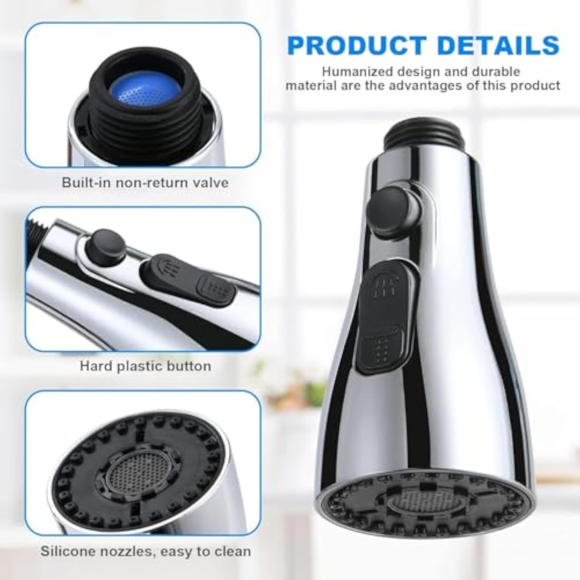 STYIDOV Kitchen Faucet Head Replacement, 3 Function Pull Down Sink Sprayer