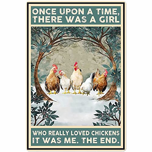 Bingyingne Farm Ranch Metal Tin Sign Chickens, Qui a Vraiment aimé Les Poulets Affiche rétro Garage Cuisine Plaque Murale Décor à la Maison Café Farm Ranch Club Affiche Peinture 12x16 Pouces Cover