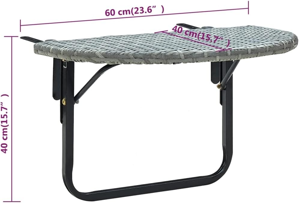 Patio Table,Outdoor Dining Table, Outdoor Coffee Table, Garden Table, Folding Dining Table,Balcony Table,Modern Style,for Garden,Backyard, Deck, Gray 23.6"x23.6"x15.7" Poly Rattan