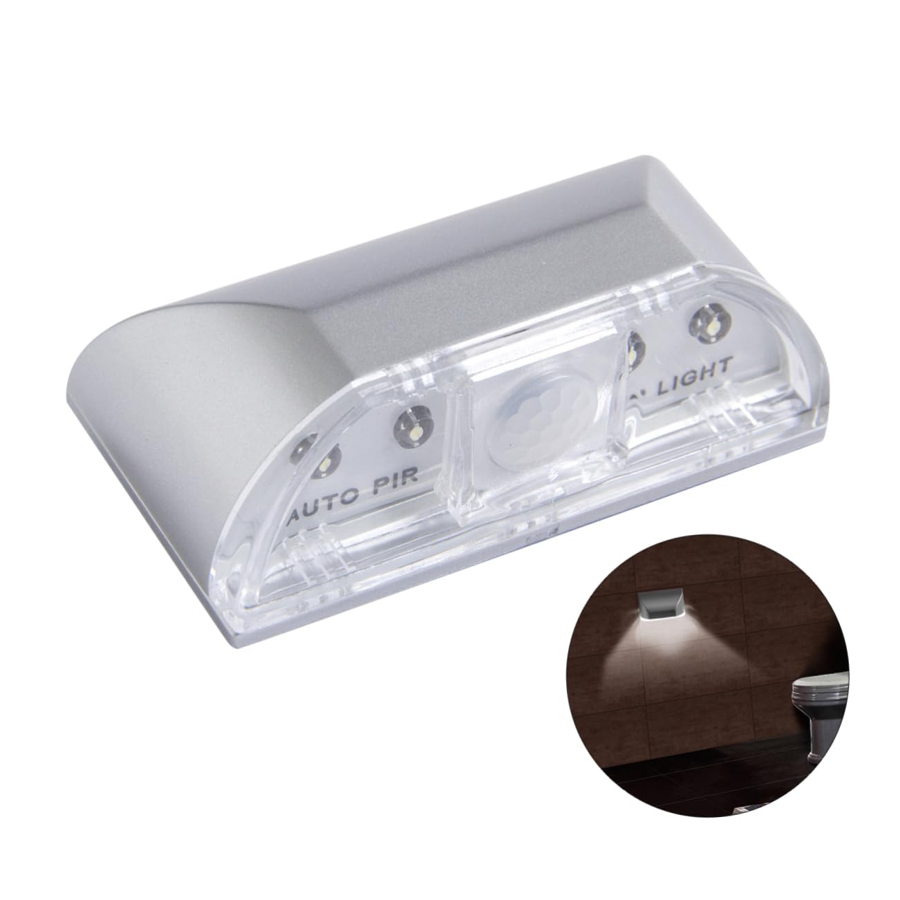 HOMSFOU 6 Pièces lampe de nuit veilleuse capteur de lumière lampe à capteur petite applique Silver