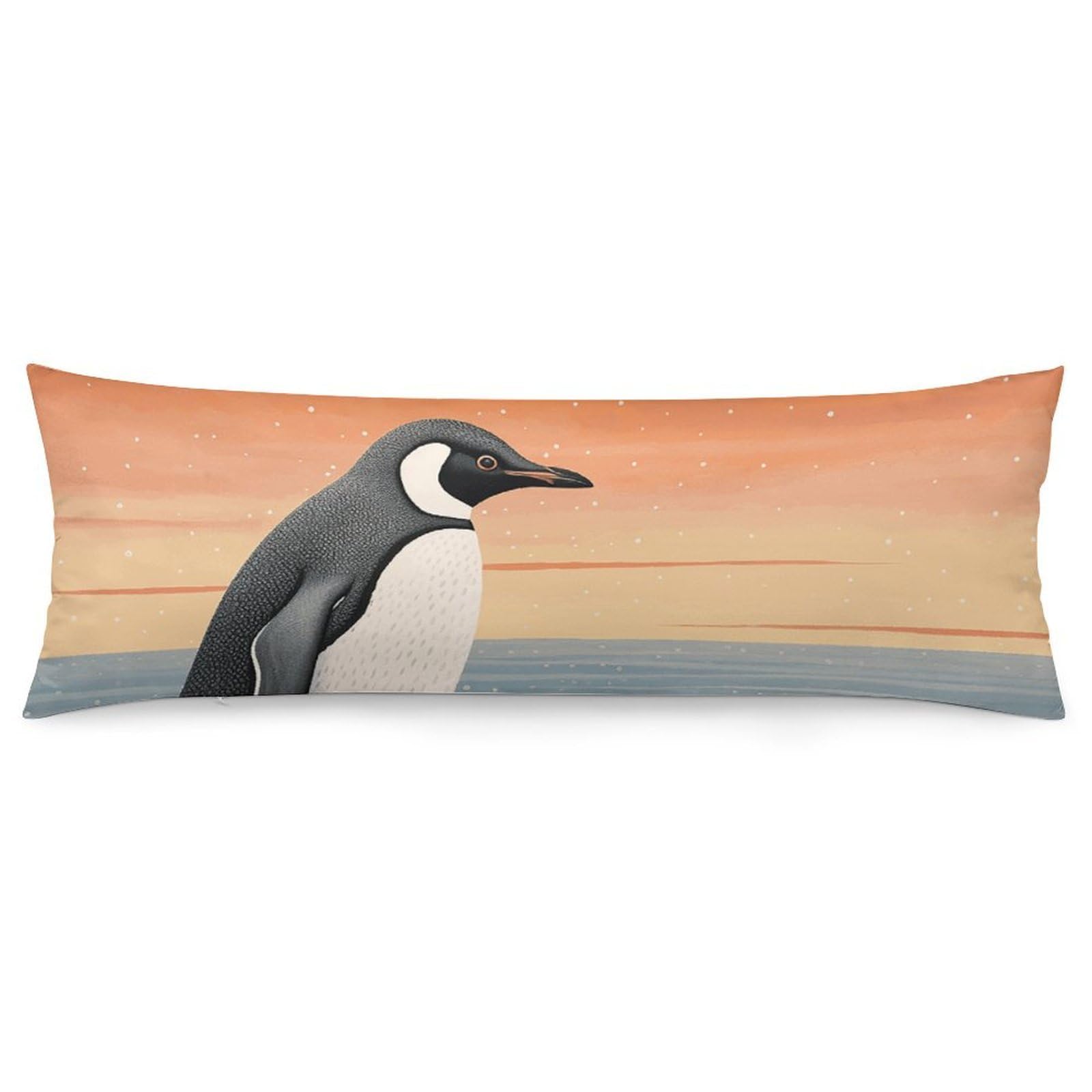 2 Pack Pillow Cases for Hair and Skin, Soft Breathable Pillow Case Covers with Hidden Zipper, Hand Drawn Penguin Pillowcase 20"x54" Pillow Covers for Sleeping Gift
