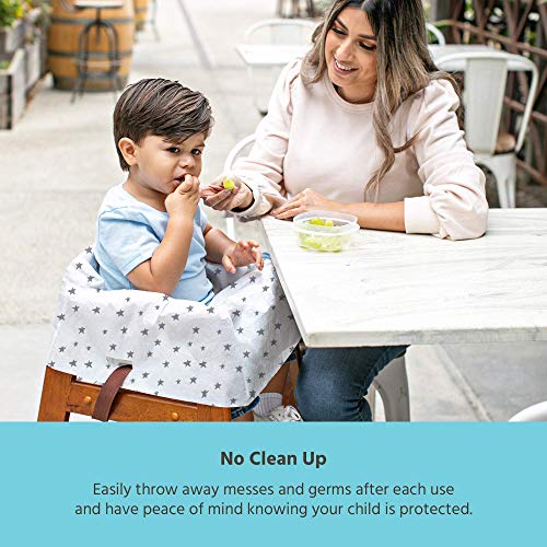 Image of J.L. Childress Healthy Habits by Disposable Restaurant High Chair Cover Individually Wrapped for Travel Convenience, Stars /Hearts /Arrows (Pack of 2)