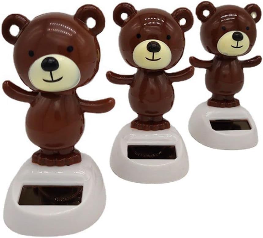 Miniatura 6 de 1 pieza de juguete de oso bailarín solar marrón con energía solar para decoración de tablero de instrumentos de coche, juguetes de oso de cabeza que