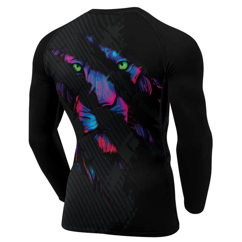 Lion Rash Guard Compression Shirt Men’s Long Sleeve Baselayer Athletic Fight Wear Jiu Jitsu MMA BJJ Training3