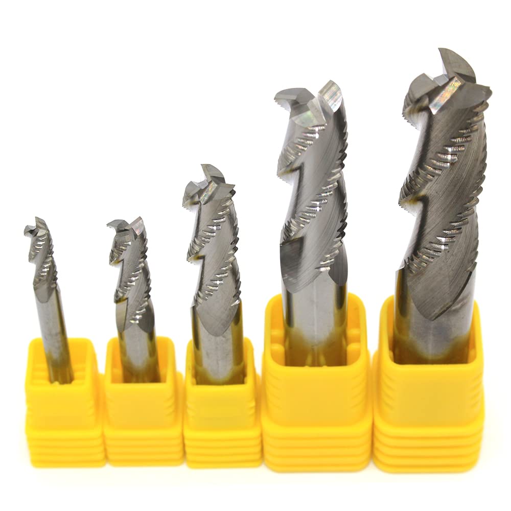 HRC50 3 Flute Aluminum Roughing End Mills 4mm 6mm 8mm 10mm 12mm 14mm 16mm 18mm 20mm Milling Cutter Cutting Helix Ripple End Mill - (Dimensions: D20x100/ Cutting Edge Length: 5pieces)