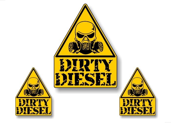 Juego de 3 calcomanías amarillas diésel sucias, calcomanías para camiones diésel, accesorios ecológicos, calcomanías de vinilo de advertencia de