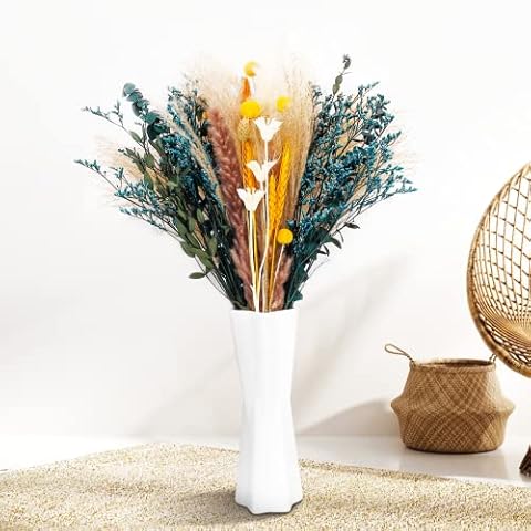 Pampasgras Trockenblumen Deko, 57 Stück Pampasgras Getrocknet, Flauschige Eukalyptus Getrocknete Blumen Dried Flowers für Hochzeit Boho Deko Wohnzimmer Hochzeit Cover
