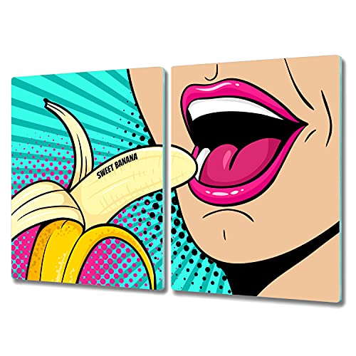 Coloray Protector Induccion 2x40x52 Tabla De Cortar Para Cortar Tablero De Vidrio Para La Cocina Vidrio Placa De Tabla - Plátano Fruta