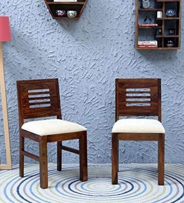 Decorvatsa Sheesham Wood Two Seater Cushioned Dining Chairs for Living Room Wooden Dining Chair Set for Home (Walnut Finish)