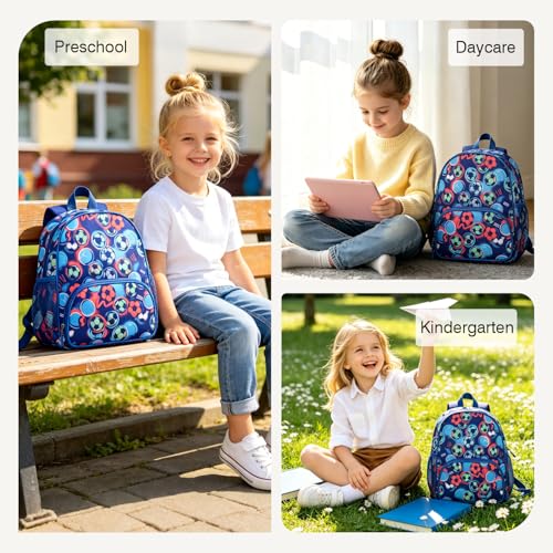 Image of Toddler Backpack Boys Girls 3-6, Preschool Football School Bag, Kindergarten Kids Trip Overnight Bag