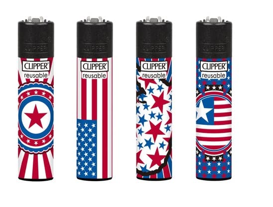 Encendedores Clipper National Stars 4 pack rojo, blanco, azul miniatura 2