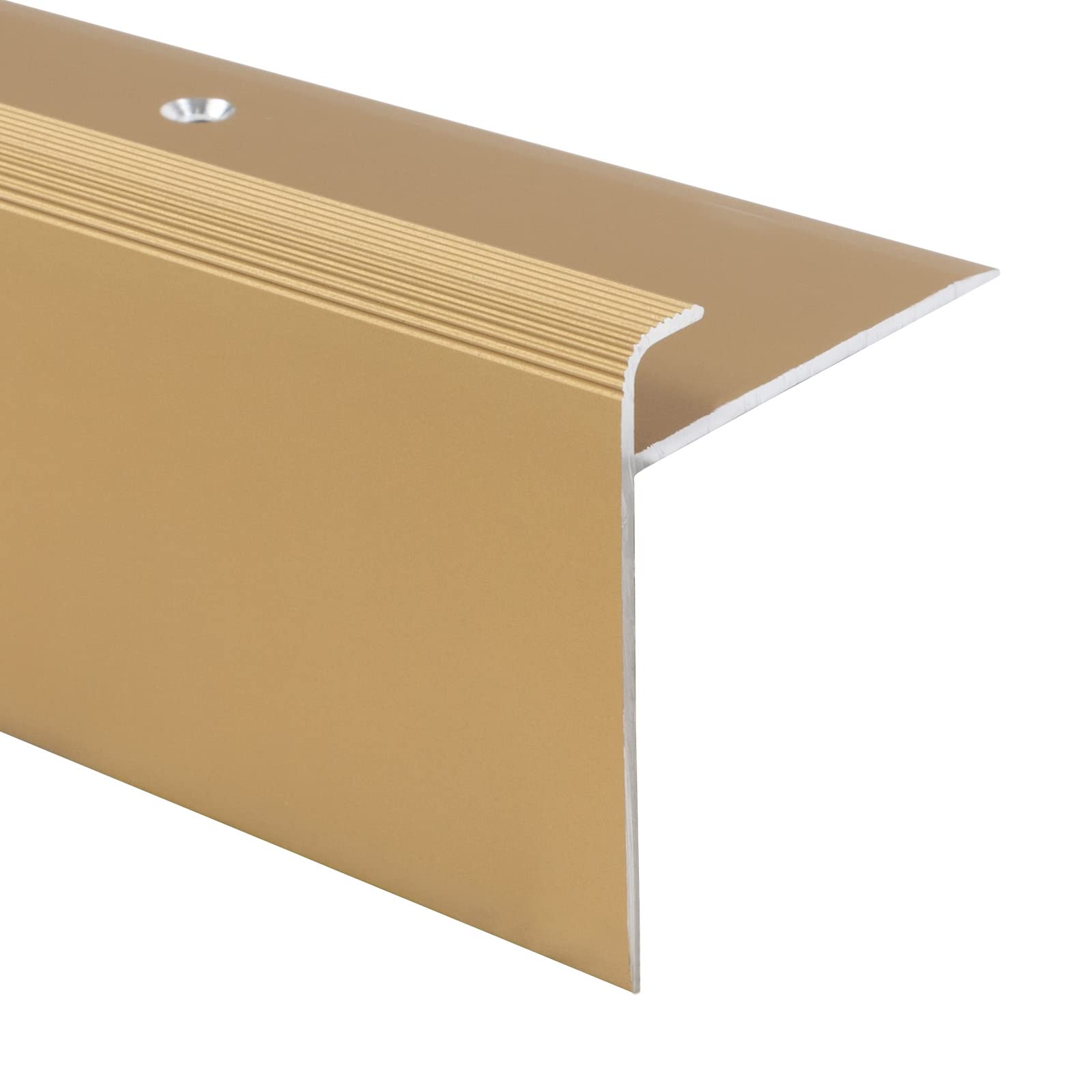 KARAT Stair Nosing Edge Profile, Transition Strips, Angle Profiles for Floors, Steps, Stairs and Walls (Safety, F-shape - Gold, 900 x 50 x 53 mm - Pre-drilled)