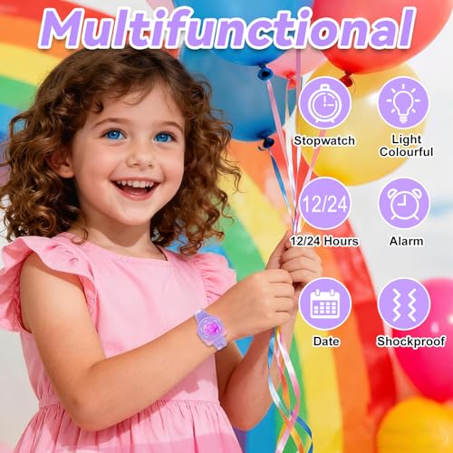 Image of Kids Digital Analog Watches for Girls Boys, 7 Color Lights Waterproof Cute Wristwatches for Kids with Alarm Stopwatch, Great Present for Girls Boys Ages 5-13