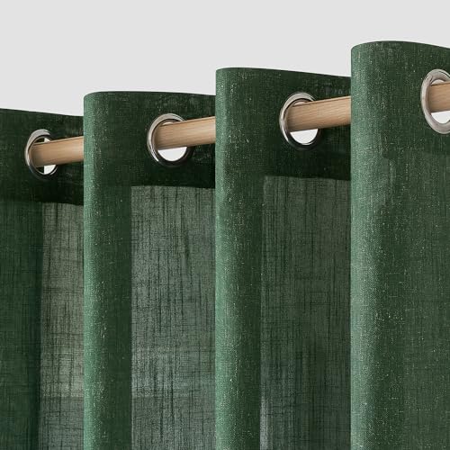 MIULEE Rideaux Voilage Oeillets Fenêtre Panneau Semi-translucide Aspect Lin Rideau Moderne Cuisine Chambre Salon Décoration de Maison Lumière Filtrer avec...