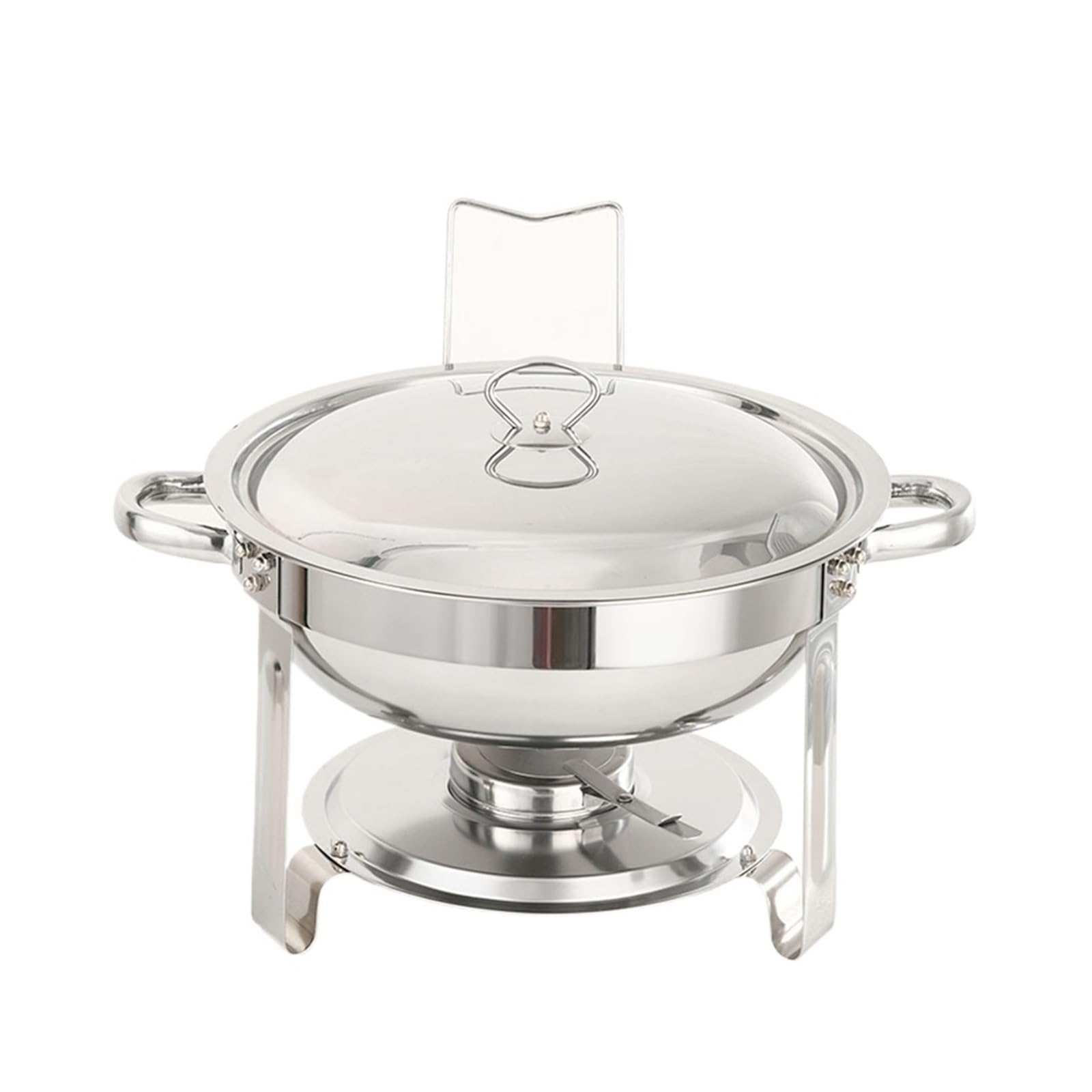 Set di Riscaldavivande per Buffet Chafing dish rotondo in acciaio inox, set scaldavivande for buffet, catering, con teglia for cibo e for acqua, coperchio, supporto solido contenitore for combustibile