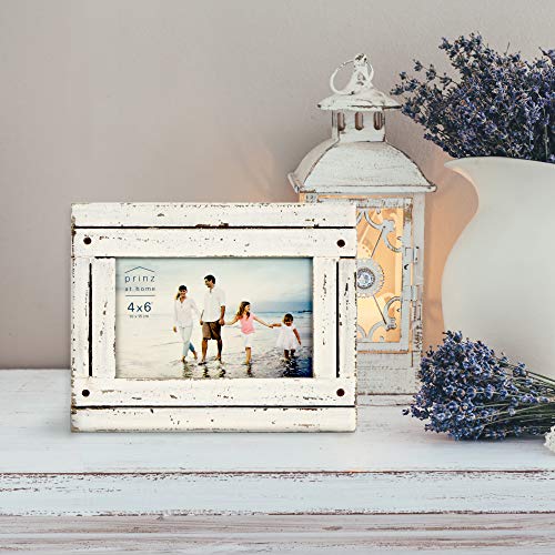 PRINZ Homestead 4-Inch by 6-Inch Distressed Plank Picture Frame, White - Thumbnail 5