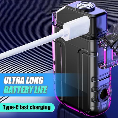 Image of Geek Lab USB Rechargeable Coil Lighter, LED Flashlight & COB Light - Transparent Keychain Torch, Flameless Coil Lighter. Water Resistant, Windproof & Shockproof.
