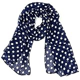 Chiffon Polka Dot Scarf - Dark Blue