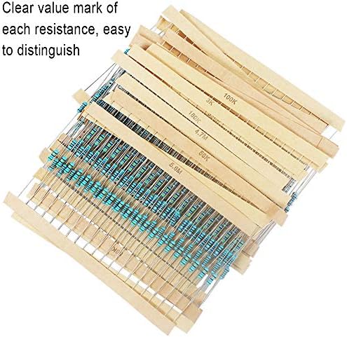 Miniatura 5 de Aniann Kit de resistencias de 1280 piezas, 64 valores, 1% resistencias surtidas de 1 ohmio-10 M ohmios 1/4 W, surtido de resistencias de película