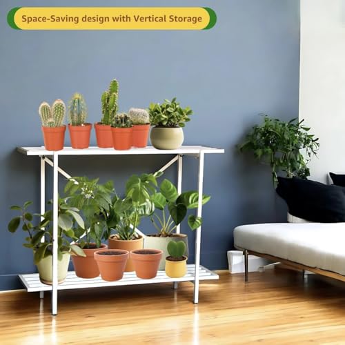 Image of Bee Creative Plant Stands for Outdoor Balcony, Flower Pot Stand for Indoor Plants, Large Metal Planter Stand for Living Room, home decor, Indoor & Outdoor plants Stand (2 TIER W)