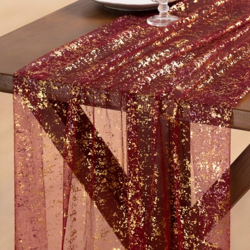 Gold Gauze Table Runner Glitter Fall Wedding Birthday Party Table Decor