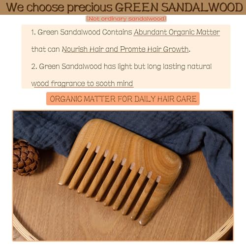 Peine de madera verde para desenredar y masaje miniatura 3