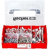 Contenido: 1 x Caja mediana surtida de 200 uds de tornillos y tacos Duopower – Duotec + Tornillo, con tornillos cabeza redonda, tacos de distintos tamaños, tornillos cabeza avellanada, de fischer.
