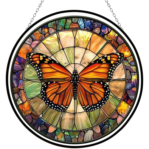 365CUSGIFTS Monarch Butterfly Suncatcher, Stained Window Hanging-Suncatcher for Window, Nativity
