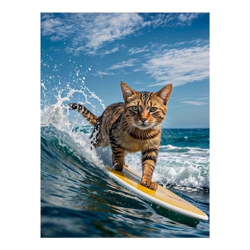 Peinture diamant Chat surfeur pour évacuer le stress des adultes