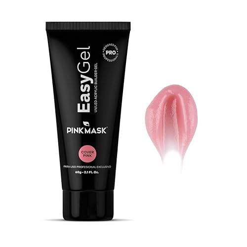 PINKMASK Easy Gel de 2 onzas, 2.12 oz, color rosa, gel de mejora profesional para construcción, extensión rápida de uñas para principiantes,