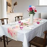 Mothers Day Table Runner , Rustic Table Runners 13x72 Inches , Cotton Linen Boho Table Runner, Happy