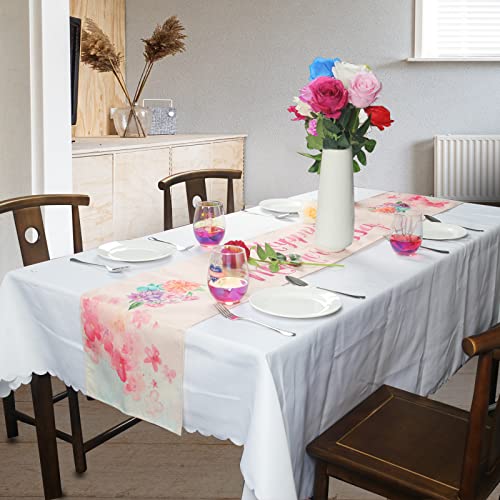 Mothers Day Table Runner , Rustic Table Runners 13X72 Inches , Cotton Linen Boho Table Runner, Happy Mother's Day Decor Table Runner For Mother' Day, Dining Party Holiday, Birthday #TOP9