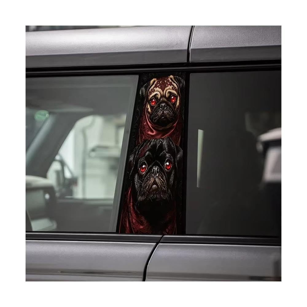 Bertdcx One Color Car Pillar Decals Waterproof Stickers Pugs Glossy Material Protective Film Auto Parts