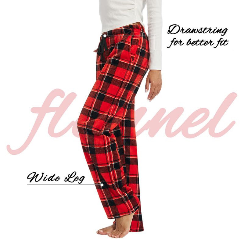 3-Pack Womens Flannel Pajama Pants – Soft Plaid PJ Bottoms with Pockets, Cozy Fleece Lounge Sleepwear Pants3