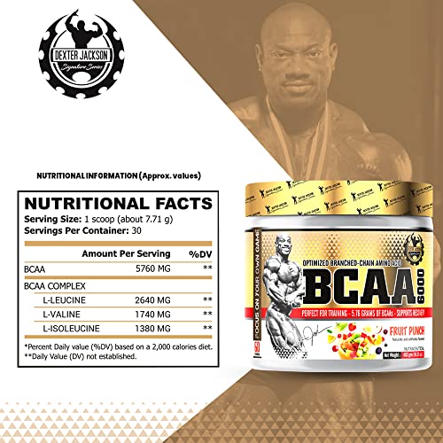 Image of Dexter Jackson BCAA 6000 | Fruit Punch Flavor | 60 Servings, 463g - Advanced Branched-Chain Amino Acid Formula for Optimal Muscle Recovery