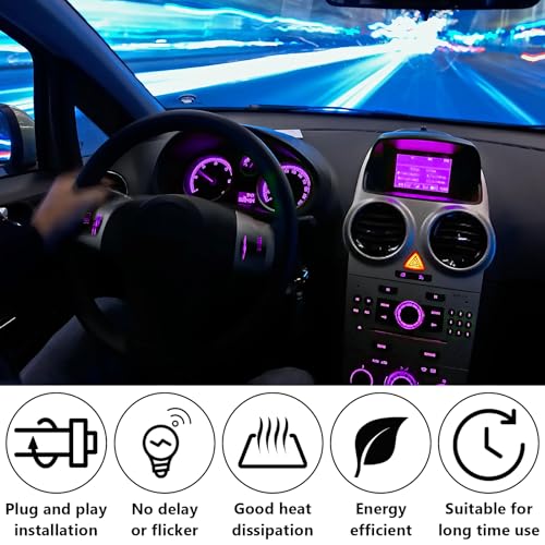 Image of ecocstm 12 PCS T5 LED Bulbs, 74 73 37 2721 Instrument Cluster Light Bulb, 12 Volt Bright Canbus Error Free LED Dashboard Light Bulb, 3030 SMD Automotive Replacement Bulbs (Pink Purple)