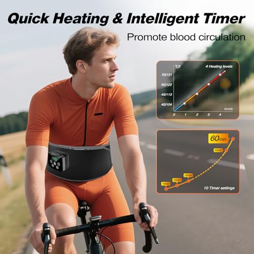 Image of Cordless Heated Back Waist Massager, 3-in-1 Kneading Vibration Massage Belt, Ideal Gift for Parents Men Women, 4 Heating Levels, 4000mAh Rechargeable Battery, Adjustable for Home Office Travel Use