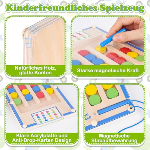 Montessori Spielzeug ab 3 4 5 6 Jahre Junge Mädchen: Motorikspielzeug Geschenk Junge 4-5-6-7 Jahre Geburtstagsgeschenk Activity Board für Kinderspielzeug ab 3-8 Jahr Holzspielzeug Lernspiele Labyrinth