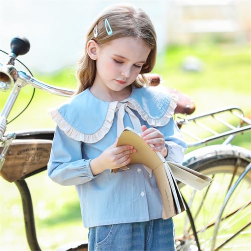 Image of Mud Kingdom Girls Blouse Shirts Spring Fall Long Sleeve Button-Down Top Ruffle Collar