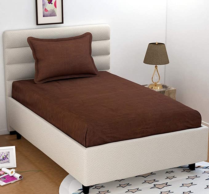 Shri Anand Creations Fast Color Solid/Plain Bedsheet for Single Bed with 1 Pillow Cover- Dark Brown(Cotton) (B0B93QZY28) Amazon Price History, Amazon Price Tracker