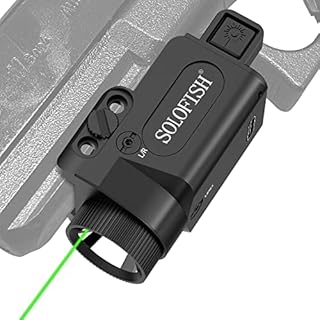 SOLOFISH 500lm Pistol Laser Light Combo Green/ Blue Laser Beams for Guns with Weaponlight Tactical Strobe Handgun Lights Laser Sight Compatible with Glock 17 19 w/ Rail (Green Laser Light Combo)