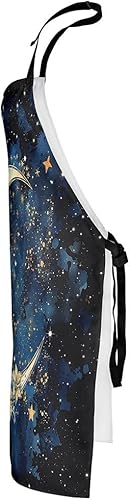 Miniatura 4 de Castle Fairy Mountain Moon Chef Apron,Starry Night Sky Apron 31"x26",Natural Landscape Painting Kitchen Aprons for Women