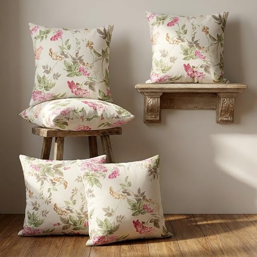 Image of Clasiko Cotton Cushion Covers 22x22 - Set of 5 Decorative Cushion Covers, Bloom Lace, Soft Cotton, Hidden Zip, Sofa & Bedroom Decor