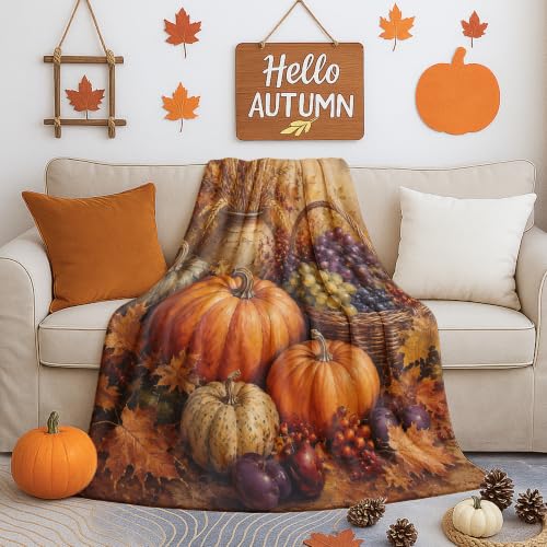 Jeté de citrouilles rustiques cadeau idéal Thanksgiving couverture pelucheuse déco