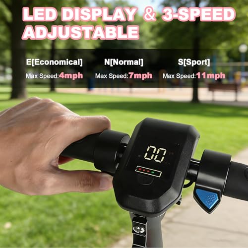 Image of Electric Scooter for Kids Ages 8-15,180W Motor,11 MPH Max Speed & 15 Miles,Adjustable Height & Speed,Colorful Lights,LED Display,UL2272,Foldable Kids Electric Scooter 155 Lbs Max Load