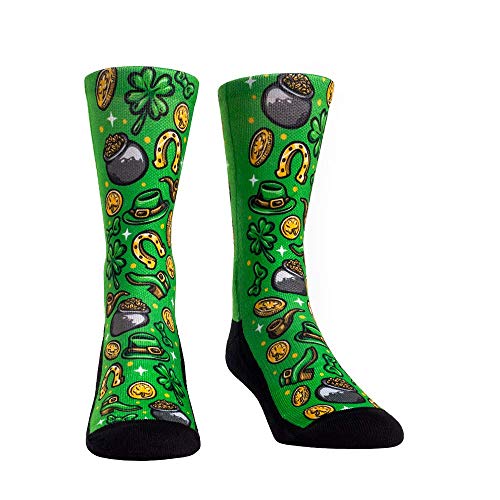 Rock 'Em Holiday Fun Colorful Themed Socks (Youth, St. Patrick's Day - Lucky Icons)